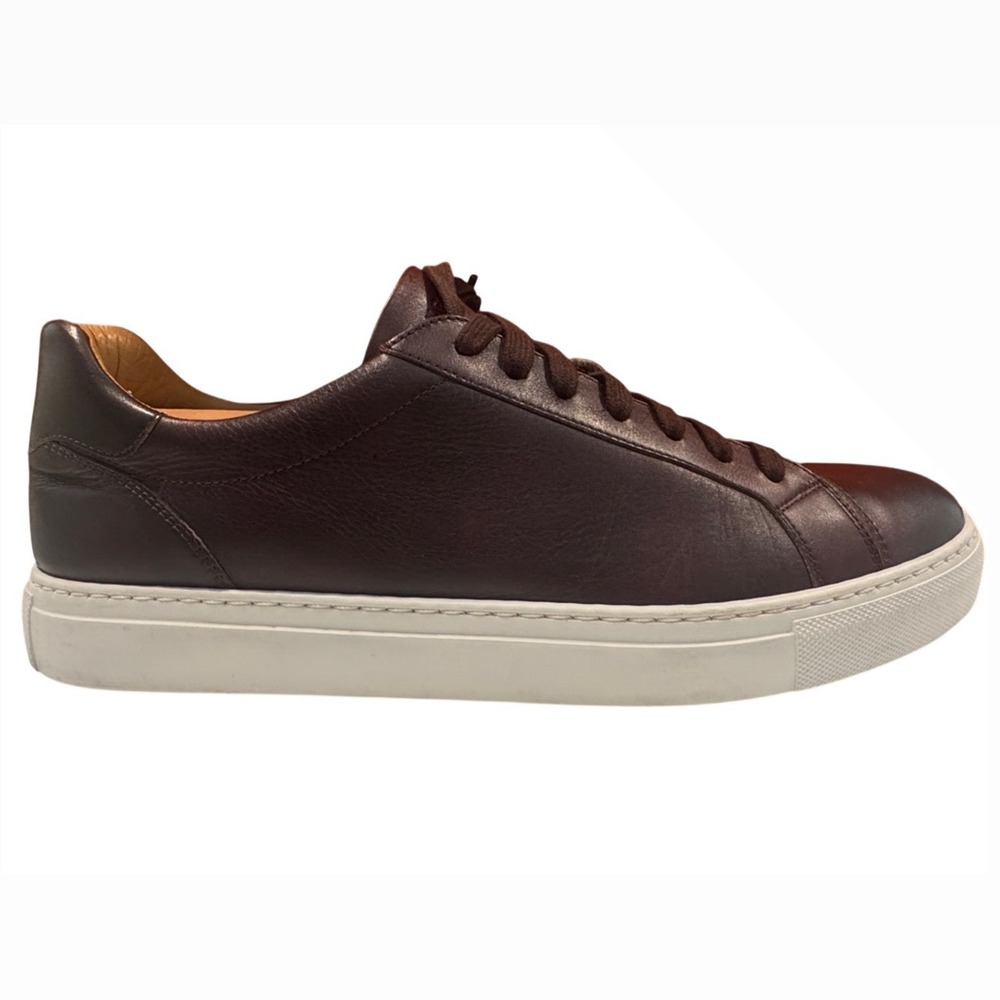 Magnanni Leather Sneakers Mens 11 Brown Low Top Lace Up Made in Portugal